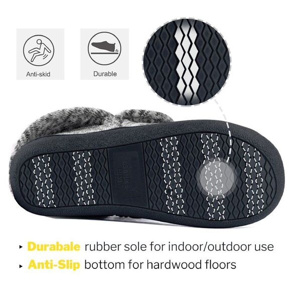 Women Slippers 6 Warm Fleece House Shoes Memory Foam - Picture 6 of 7